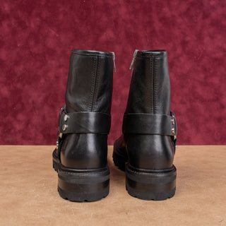 Frye Women Oliva Black Leather Lace-up Zip Lug Harness Moto Ankle Boots sz 8.5