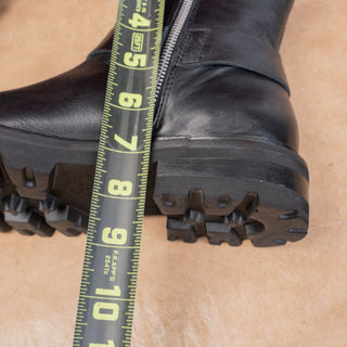 Frye Women Oliva Black Leather Lace-up Zip Lug Harness Moto Ankle Boots sz 8.5
