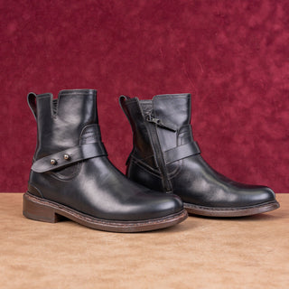 rag&bone Wmn Ashford Black Leather Festival Boho Moto Ankle Boots sz 5US EUR35