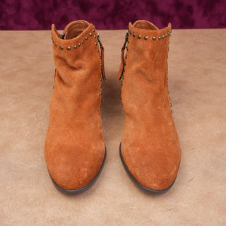 Sam Edelman Women Paola Bronze Suede Studded Zip Western Cowboy boots size 7
