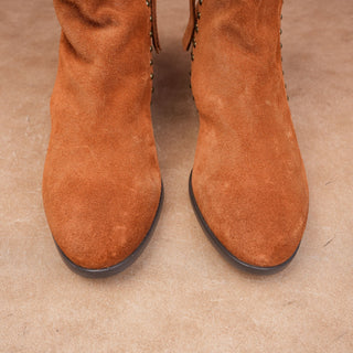 Sam Edelman Women Paola Bronze Suede Studded Zip Western Cowboy boots size 7