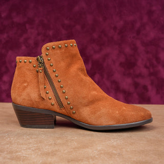 Sam Edelman Women Paola Bronze Suede Studded Zip Western Cowboy boots size 7