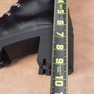 Nine West Women Quona Black Leather Lace-up Platform Combat Boots sz 10