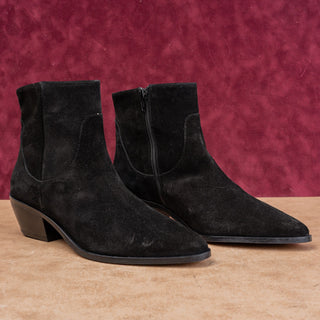 Bruno Magli Women Fashion Black Suede Stacked Heel Ankle Boots 10.5US EUR 40.5