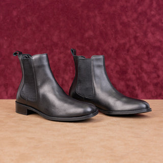 La Canadienne Women Siena Black Leather Waterproof Chelsea Ankle Boots sz 9