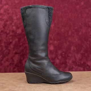 Merrell Women Black Leather Zip Vibram Comfortable Wedge Boots sz 6.5US EUR 37