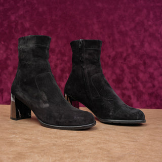 Pedro Garcia Women Ash Black Suede Office Dress Zip Heeled Boots 10US EUR 40
