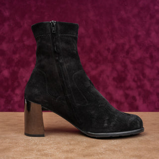 Pedro Garcia Women Ash Black Suede Office Dress Zip Heeled Boots 10US EUR 40