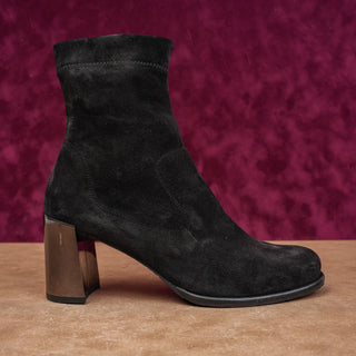 Pedro Garcia Women Ash Black Suede Office Dress Zip Heeled Boots 10US EUR 40