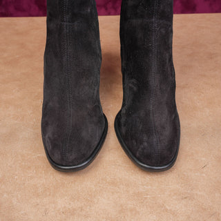 Pedro Garcia Women Ash Black Suede Office Dress Zip Heeled Boots 10US EUR 40