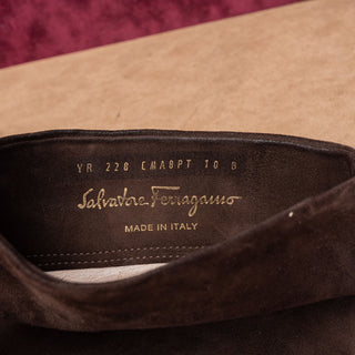 Salvatore Ferragamo Women Brown Suede Slip-on Fashion Heel Party Boots sz 10