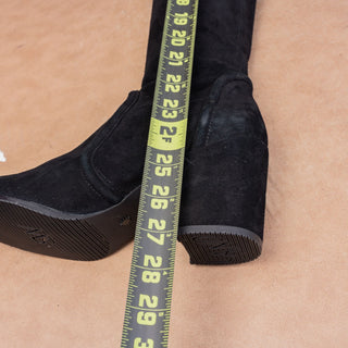 Stuart Weitzman Tieland Black Back Lace Suede Fashion OTK Boots sz 8US EUR38.5