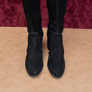 Stuart Weitzman Tieland Black Back Lace Suede Fashion OTK Boots sz 8US EUR38.5
