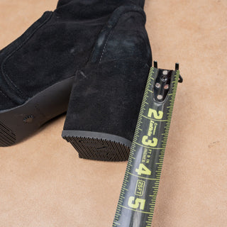 Stuart Weitzman Tieland Black Back Lace Suede Fashion OTK Boots sz 8US EUR38.5