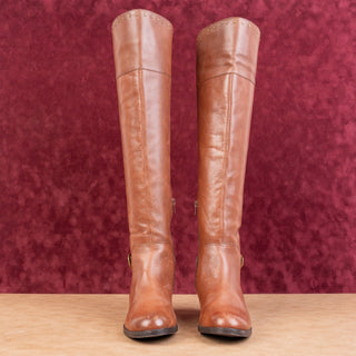 Gibson+Latimer Women Brown Leather OTK Stud Buckle fashion Boots sz 8