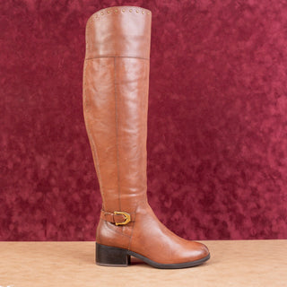Gibson+Latimer Women Brown Leather OTK Stud Buckle fashion Boots sz 8