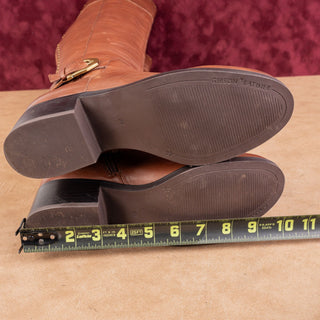 Gibson+Latimer Women Brown Leather OTK Stud Buckle fashion Boots sz 8