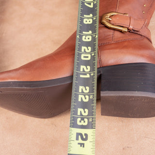 Gibson+Latimer Women Brown Leather OTK Stud Buckle fashion Boots sz 8