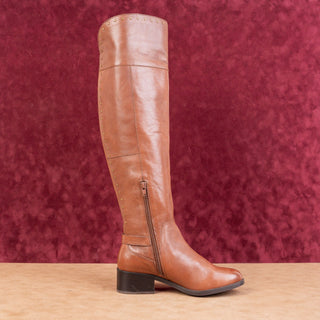 Gibson+Latimer Women Brown Leather OTK Stud Buckle fashion Boots sz 8