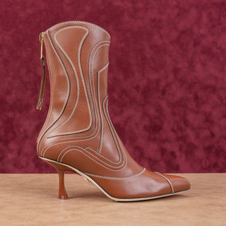 Zimmermann Women Topstiched Brown Ankle Fashion Leather Boots sz 7US EUR37