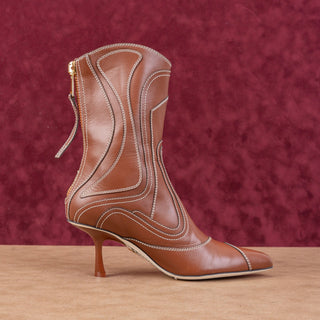 Zimmermann Women Topstiched Brown Ankle Fashion Leather Boots sz 7US EUR37