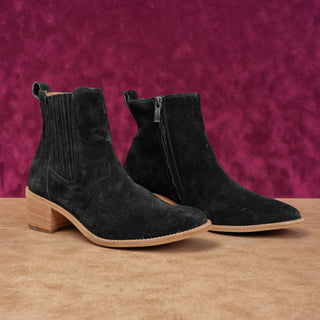 Paul Green Women Sante Western Chelsea boho Black Suede Boots sz 7.5US AUS 5