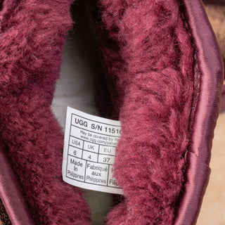 UGG Women Ultra Mini Mirror Burgundy Glitter Winter Ankle Boots sz 6