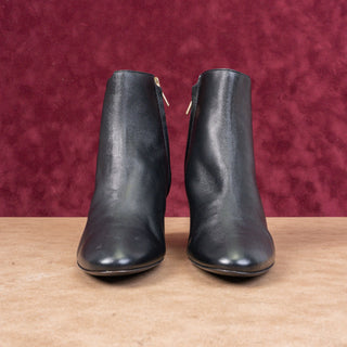 Bruno Magli Women Vinny Black Leather Zip Ankle Dress Office Boots 6.5US EUR37