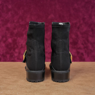 Stuart Weitzman City Buckle Stretch Panel Black Ankle Dress Boots 9