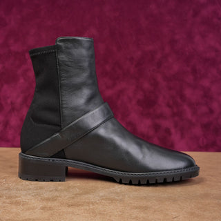 Stuart Weitzman City Buckle Stretch Panel Black Ankle Dress Boots 9