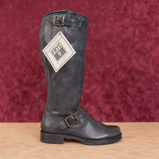 Frye Women Veronica Slouch Black Leather Moto Biker Buckle Boots size 6