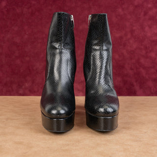 Elyse Walker Wmn Black Leather Snakeskin Fashion Platform Boots 8US EUR 38.5