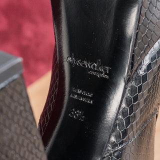 Elyse Walker Wmn Black Leather Snakeskin Fashion Platform Boots 8US EUR 38.5