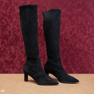 Stuart Weitzman Wmn Brooks Pointy Toe Black Suede Comfortable Boots 9US EUR 39.5