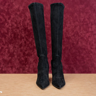 Stuart Weitzman Wmn Brooks Pointy Toe Black Suede Comfortable Boots 9US EUR 39.5