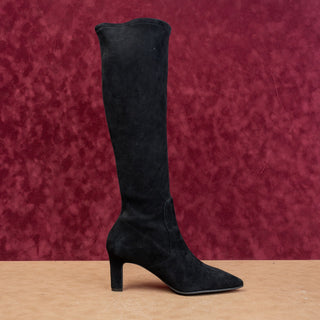 Stuart Weitzman Wmn Brooks Pointy Toe Black Suede Comfortable Boots 9US EUR 39.5