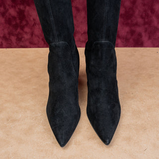 Stuart Weitzman Wmn Brooks Pointy Toe Black Suede Comfortable Boots 9US EUR 39.5