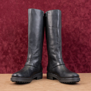 Lucky Brand Women Citere Black Leather Zip Riding Moto Tall Boots 8US EUR 39