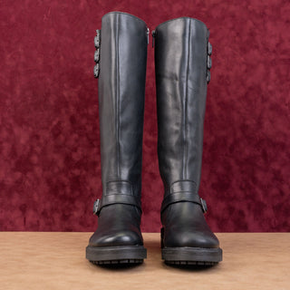 Lucky Brand Women Citere Black Leather Zip Riding Moto Tall Boots 8US EUR 39