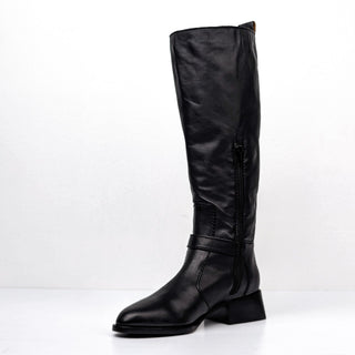 See by Chloe Women Lori Black Leather Tassel Buckle Riding Knee Boots 7US EUR37