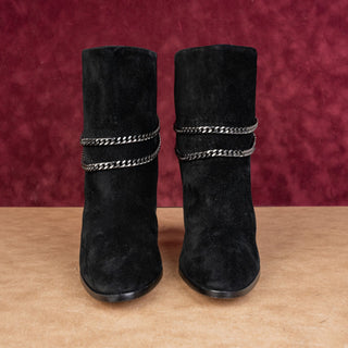 Paige Women Mason Chain Fashion Party Black Suede Pointy Toe Boots sz 9.5