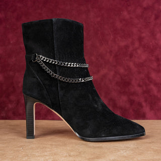 Paige Women Mason Chain Fashion Party Black Suede Pointy Toe Boots sz 9.5