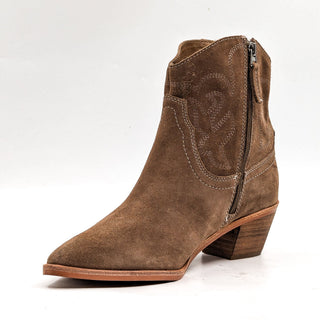 Dolce Vita Women Solow Brown Suede Cowgirl Leather Ankle Boots Size 11