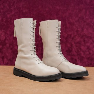 Lita by Ciara Women Italian Leather Fashion Festival Boho Combat Boots 7US EUR38