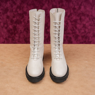 Lita by Ciara Women Italian Leather Fashion Festival Boho Combat Boots 7US EUR38