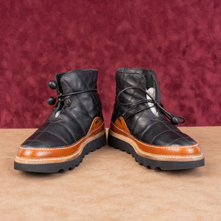 Ulla Johnson Women Black Brown Leather Front Lace Vibram Boots sz 9.5US EUR40