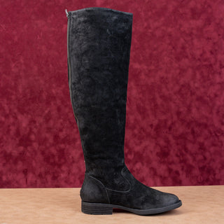 Born Women Borman Distress Black Leather Back Zipper Fashion OTK Boots sz 7