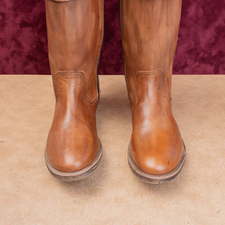 Roan X Bed Stu Wmn Ellia Wide Calf Western Riding Tan Burnish Leather Boots 11