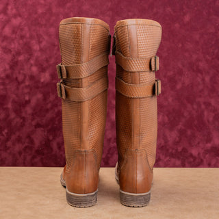 Roan X Bed Stu Wmn Ellia Wide Calf Western Riding Tan Burnish Leather Boots 11