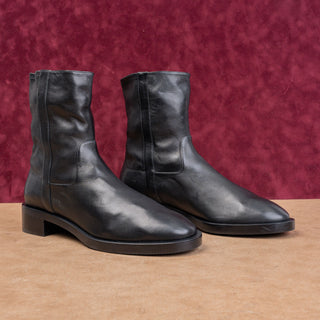 Stuart Weitzman Women Sadie Slip Black Leather Modern Western Boots size 9.5